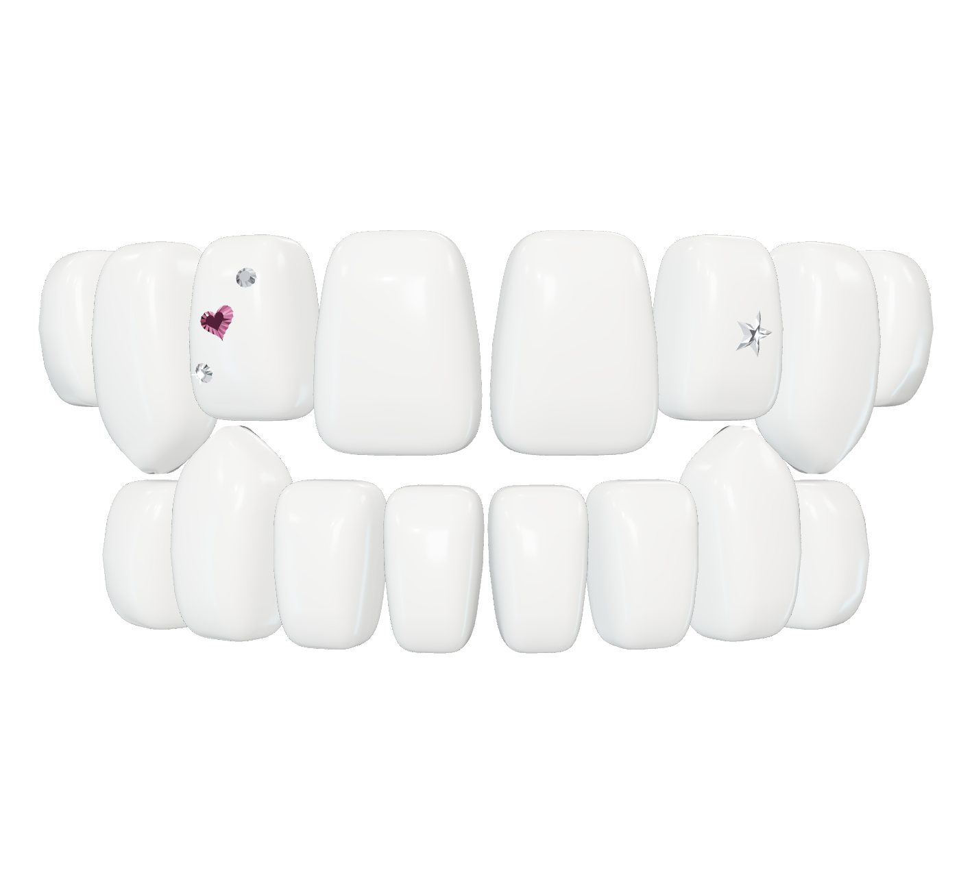 Beispiel-Design: Tooth Gems auf einem 3D-Gebiss